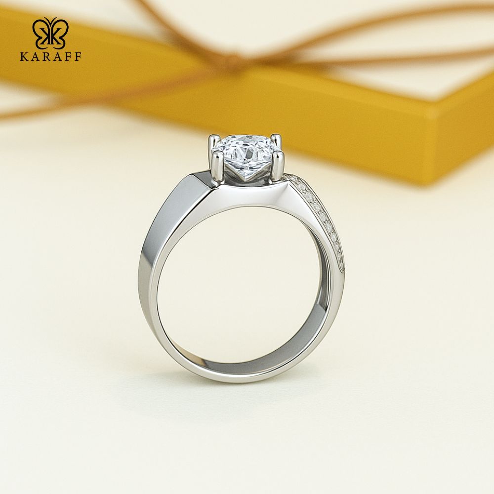  Nhẫn Nam Moissanite 1 Carat nước D VVS - Trang Sức Bạc 925 Mạ Rhodium 