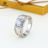  Nhẫn Nam Moissanite 1 Carat nước D VVS - Trang Sức Bạc 925 Mạ Rhodium 