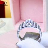  Nhẫn Nam Moissanite 2 Carat nước D - Trang Sức Bạc 925 Mạ Rhodium 