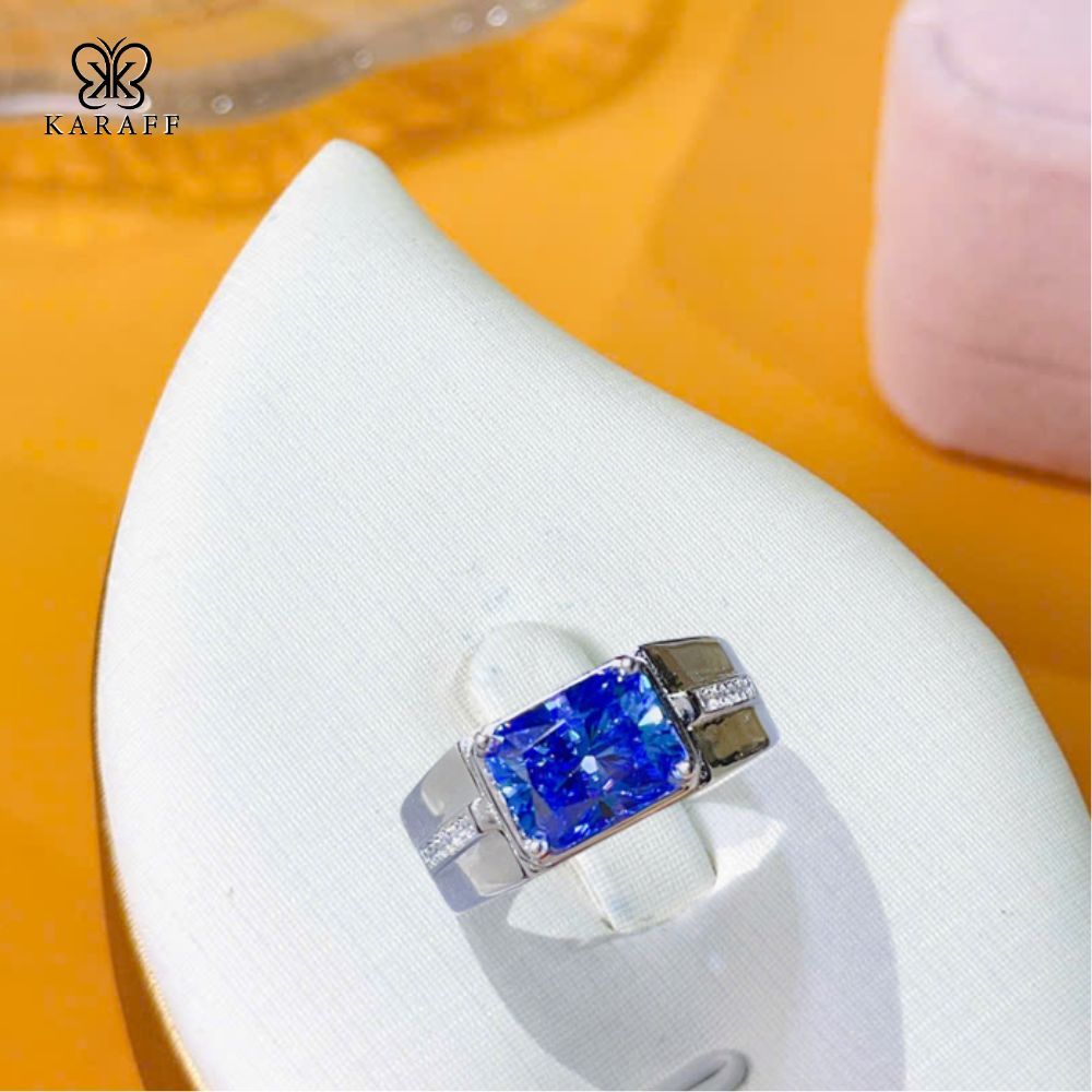  Nhẫn Nam Moissanite 1 Carat nước D - Trang Sức Bạc 925 Mạ Rhodium 