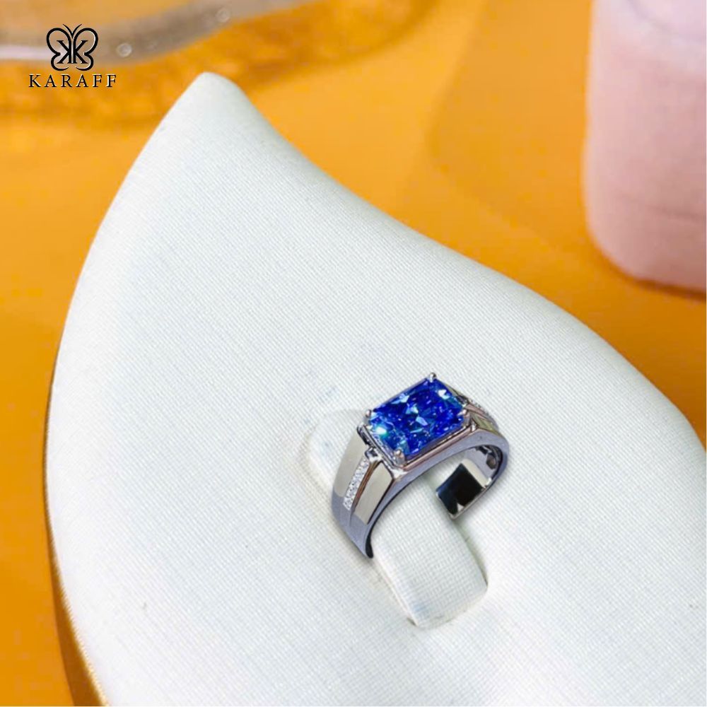  Nhẫn Nam Moissanite 1 Carat nước D - Trang Sức Bạc 925 Mạ Rhodium 