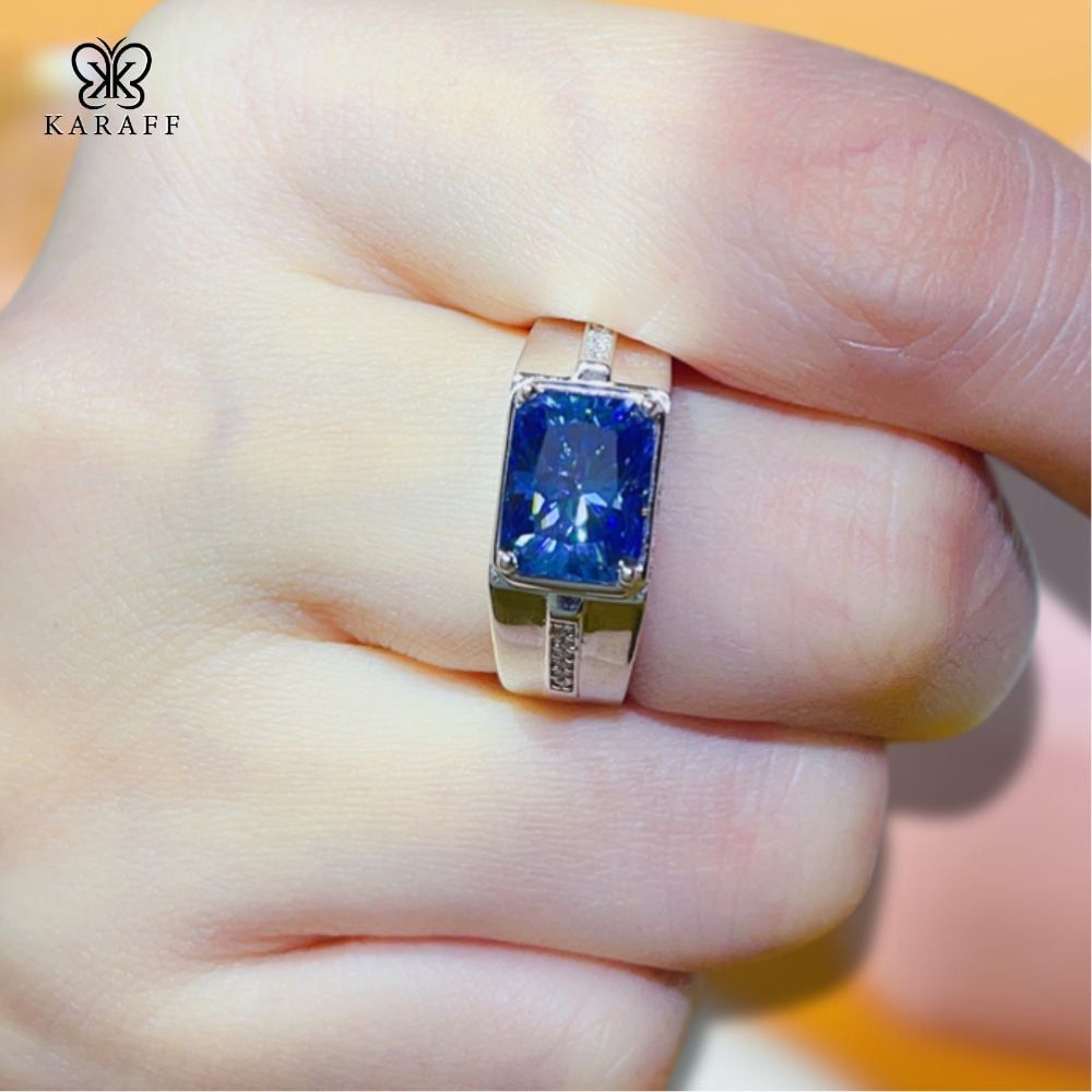  Nhẫn Nam Moissanite 1 Carat nước D - Trang Sức Bạc 925 Mạ Rhodium 
