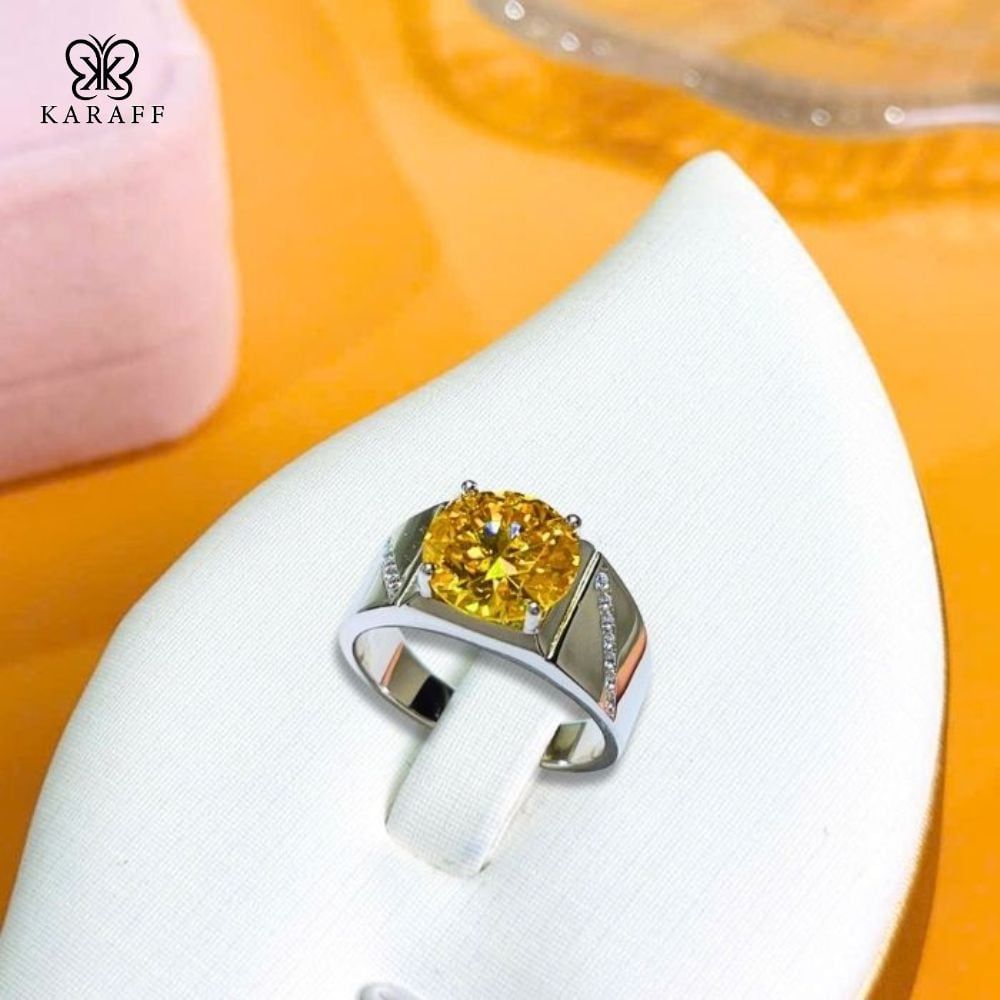  Nhẫn Nam Moissanite 10 Carat nước D - Trang Sức Bạc 925 Mạ Rhodium 