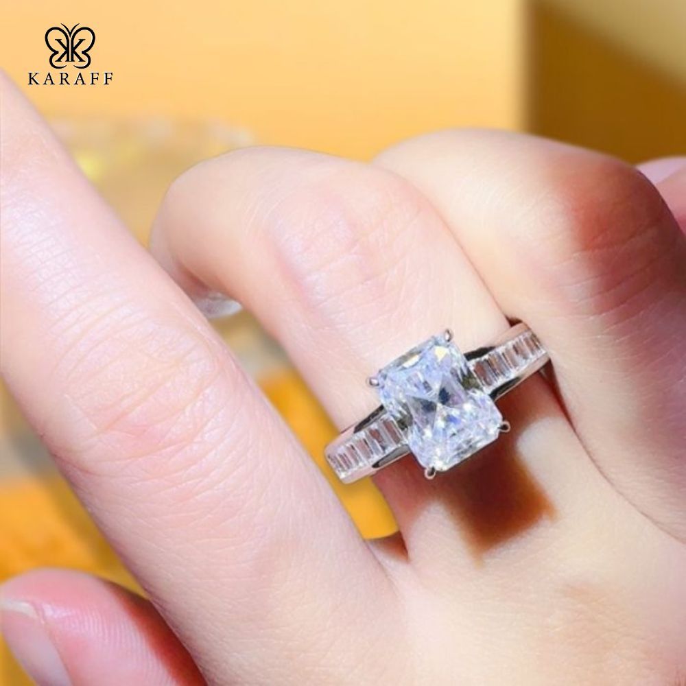  Nhẫn Nam Moissanite 3 Carat nước D - Trang Sức Bạc 925 Mạ Rhodium 