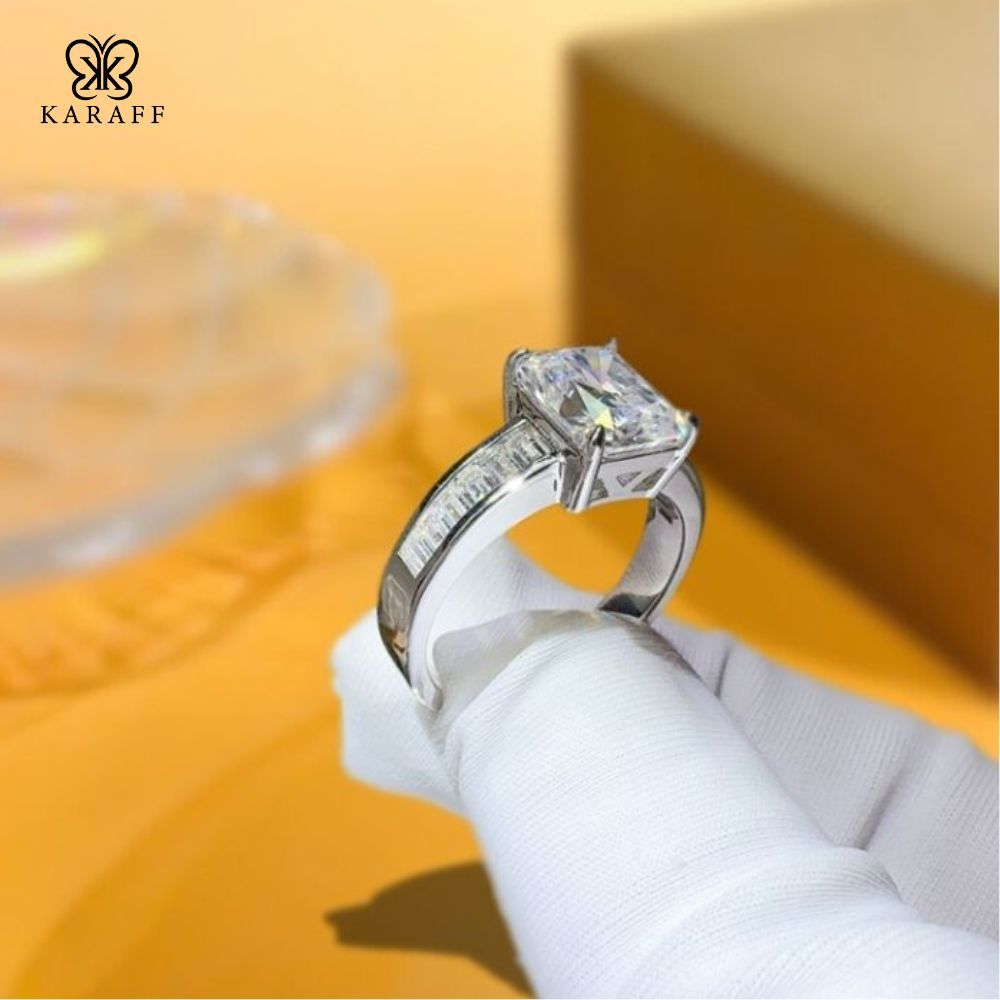  Nhẫn Nam Moissanite 3 Carat nước D - Trang Sức Bạc 925 Mạ Rhodium 
