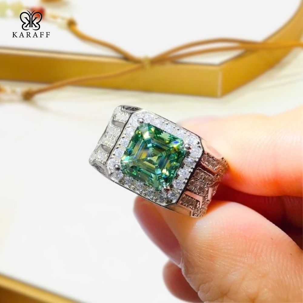  Nhẫn Nam Moissanite 2 Carat PT950 - Trang Sức Bạc 925 Mạ Rhodium 