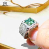  Nhẫn Nam Moissanite 2 Carat PT950 - Trang Sức Bạc 925 Mạ Rhodium 