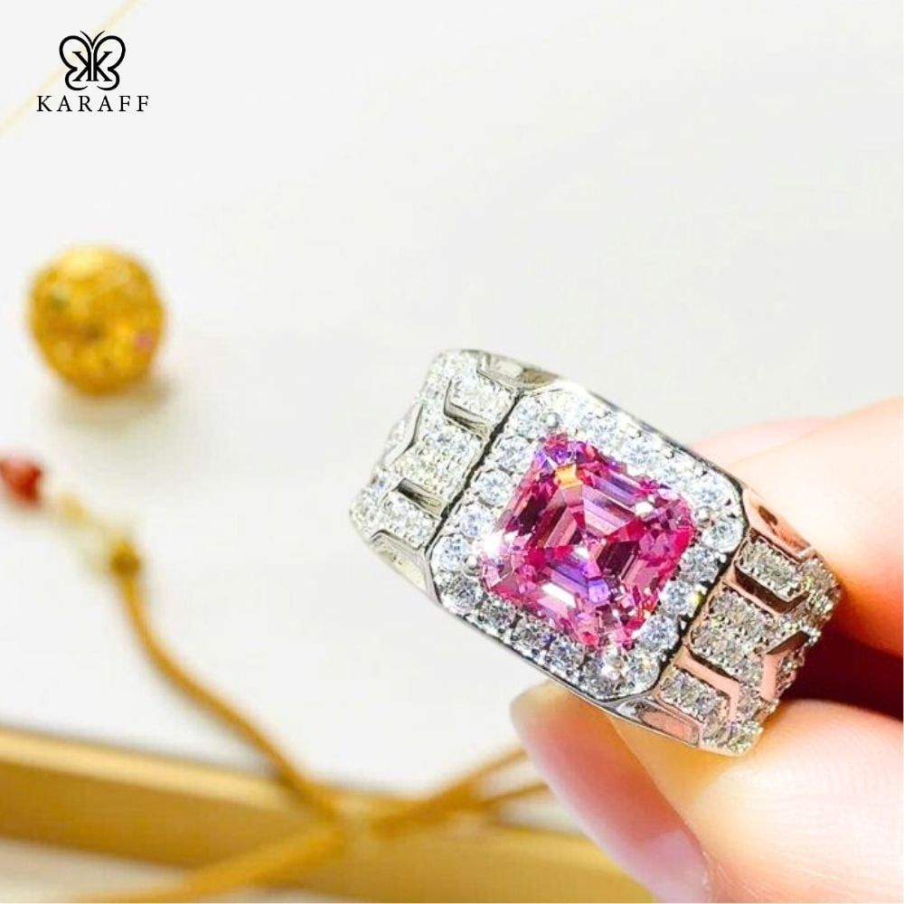  Nhẫn Nam Moissanite 2 Carat PT950 - Trang Sức Bạc 925 Mạ Rhodium 