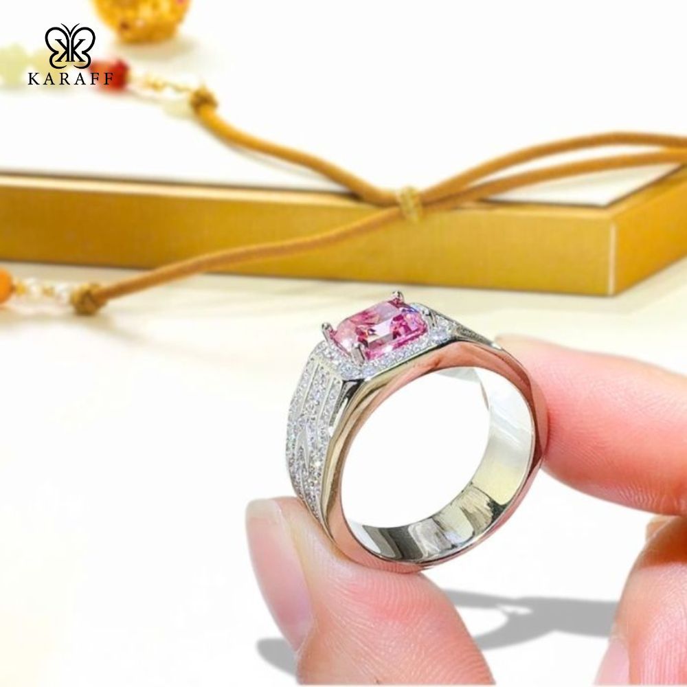  Nhẫn Nam Moissanite 2 Carat PT950 - Trang Sức Bạc 925 Mạ Rhodium 