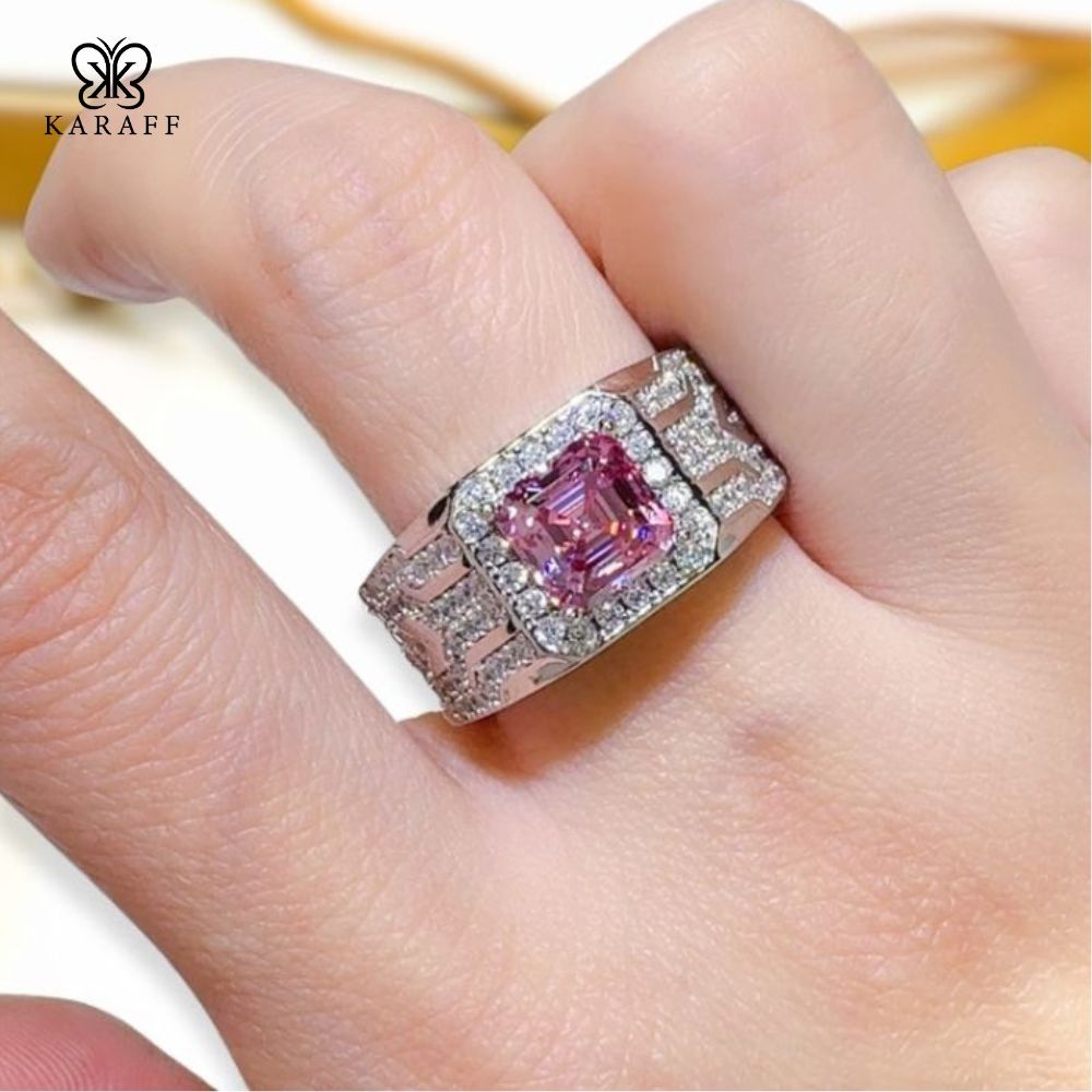  Nhẫn Nam Moissanite 2 Carat PT950 - Trang Sức Bạc 925 Mạ Rhodium 