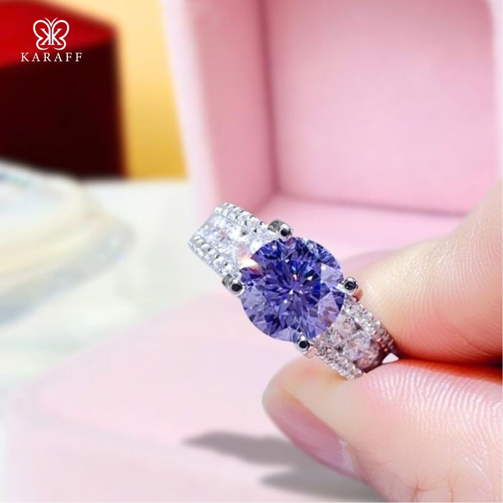  Nhẫn Nam Moissanite 5 Carat nước D - Trang Sức Bạc 925 Mạ Rhodium 