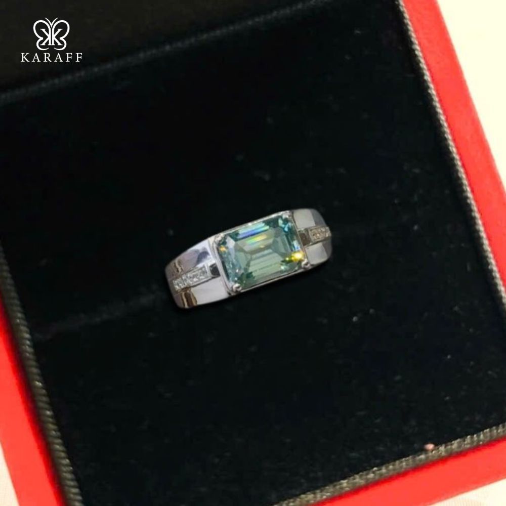  Nhẫn Nam Moissanite 1 Carat Nước D - Trang Sức Bạc 925 Mạ Rhodium 