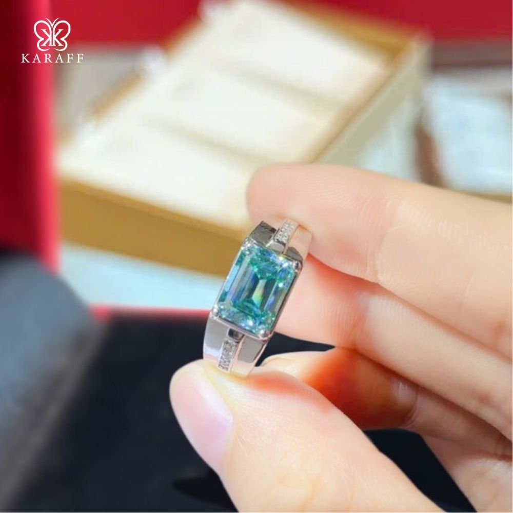  Nhẫn Nam Moissanite 1 Carat Nước D - Trang Sức Bạc 925 Mạ Rhodium 