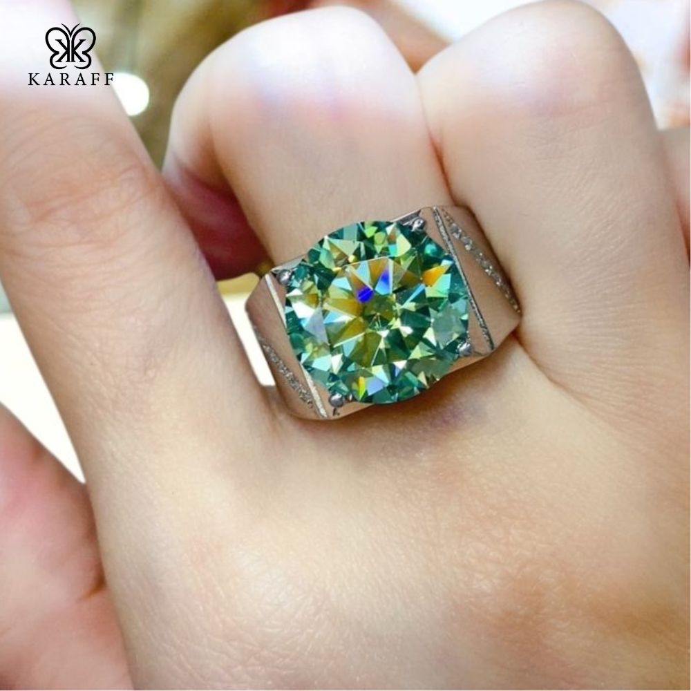  Nhẫn Nam Moissanite 10 Carat PT950 - Trang Sức Bạc 925 Mạ Rhodium 