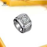  Nhẫn Nam Moissanite 5 Carat Nước D VVS - Trang Sức Bạc 925 Mạ Rhodium 
