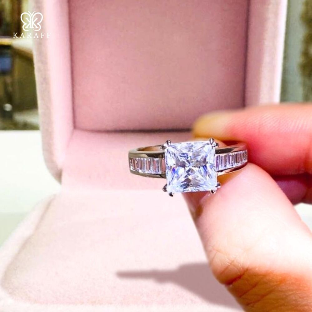  Nhẫn Nam Moissanite 3 Carat Nước D - Trang Sức Bạc 925 Mạ Rhodium 