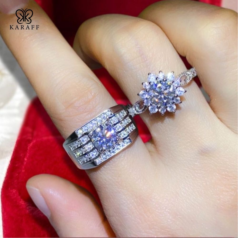  Nhẫn Nam Moissanite 1 Carat nước D - Trang Sức Bạc 925 Mạ Rhodium 