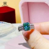  Nhẫn Nam Moissanite 2 Carat Xanh Lục - Trang Sức Bạc 925 Mạ Rhodium 