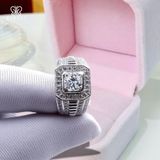  Nhẫn Nam Moissanite 1 Carat nước D PT950 - Trang Sức Bạc 925 Mạ Rhodium 