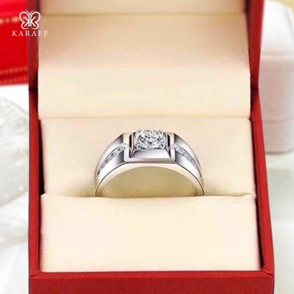  Nhẫn Nam Moissanite - Trang Sức Bạc 925 Mạ Rhodium 