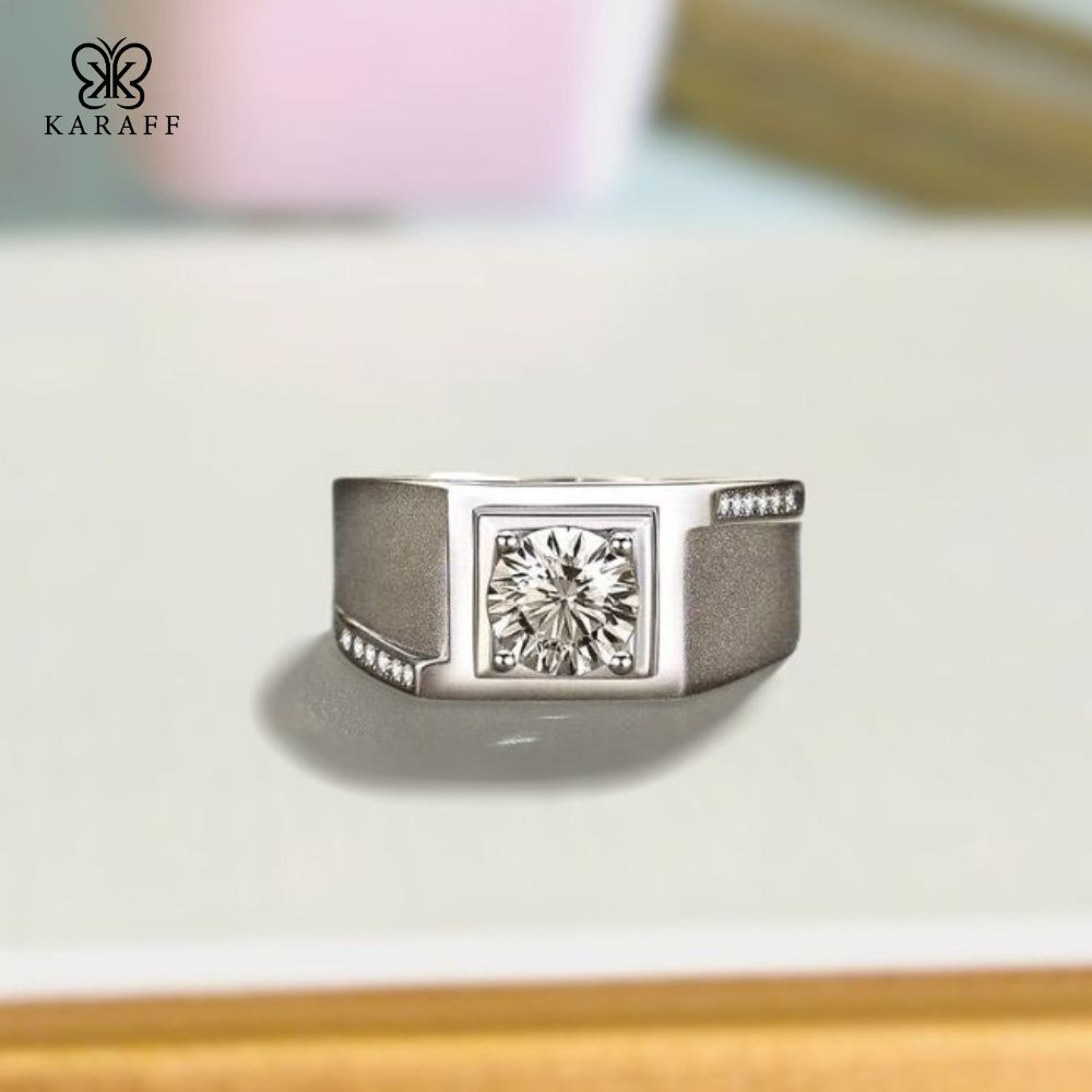  Nhẫn Nam Moissanite - Trang Sức Bạc 925 Mạ Rhodium 