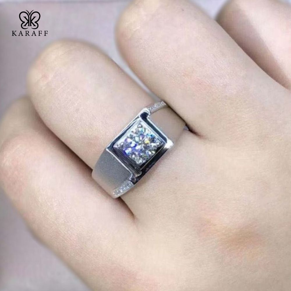 Nhẫn Nam Moissanite - Trang Sức Bạc 925 Mạ Rhodium 