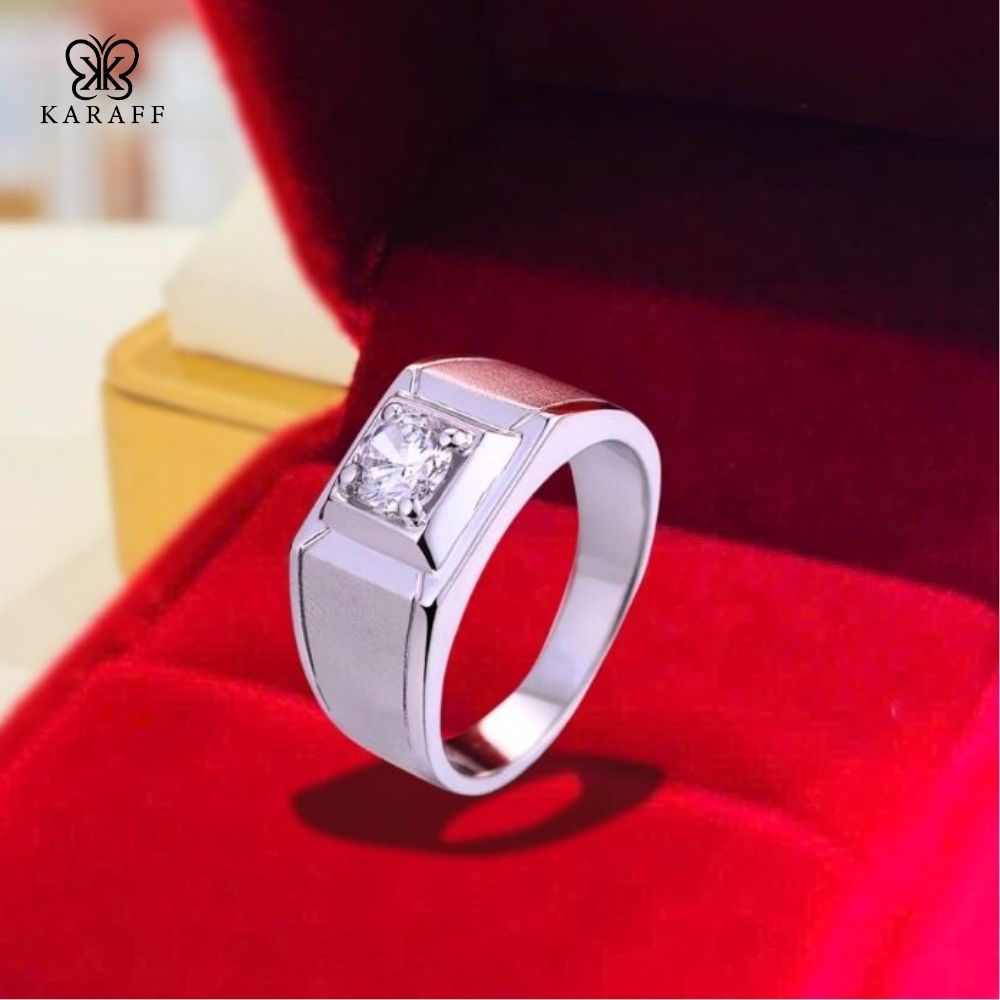  Nhẫn Nam Moissanite 1 Carat VVS - Trang Sức Bạc 925 Mạ Rhodium 