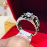  Nhẫn Nam Moissanite 1 Carat nước D VVS - Trang Sức Bạc 925 Mạ Rhodium 
