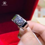  Nhẫn Nam Moissanite 1 Carat nước D VVS - Trang Sức Bạc 925 Mạ Rhodium 