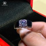  Nhẫn Nam Moissanite 1 Carat nước D VVS - Trang Sức Bạc 925 Mạ Rhodium 