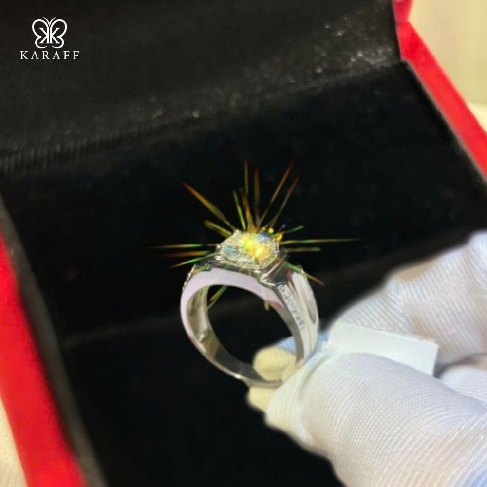  Nhẫn Nam Moissanite - Trang Sức Bạc 925 Mạ Rhodium 