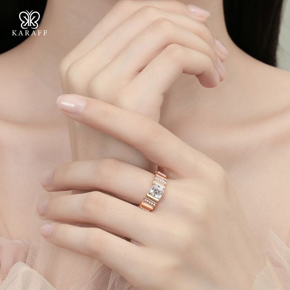  Nhẫn Nam Moissanite 1 Carat nước D - Trang Sức Bạc 925 Mạ Vàng 18K 