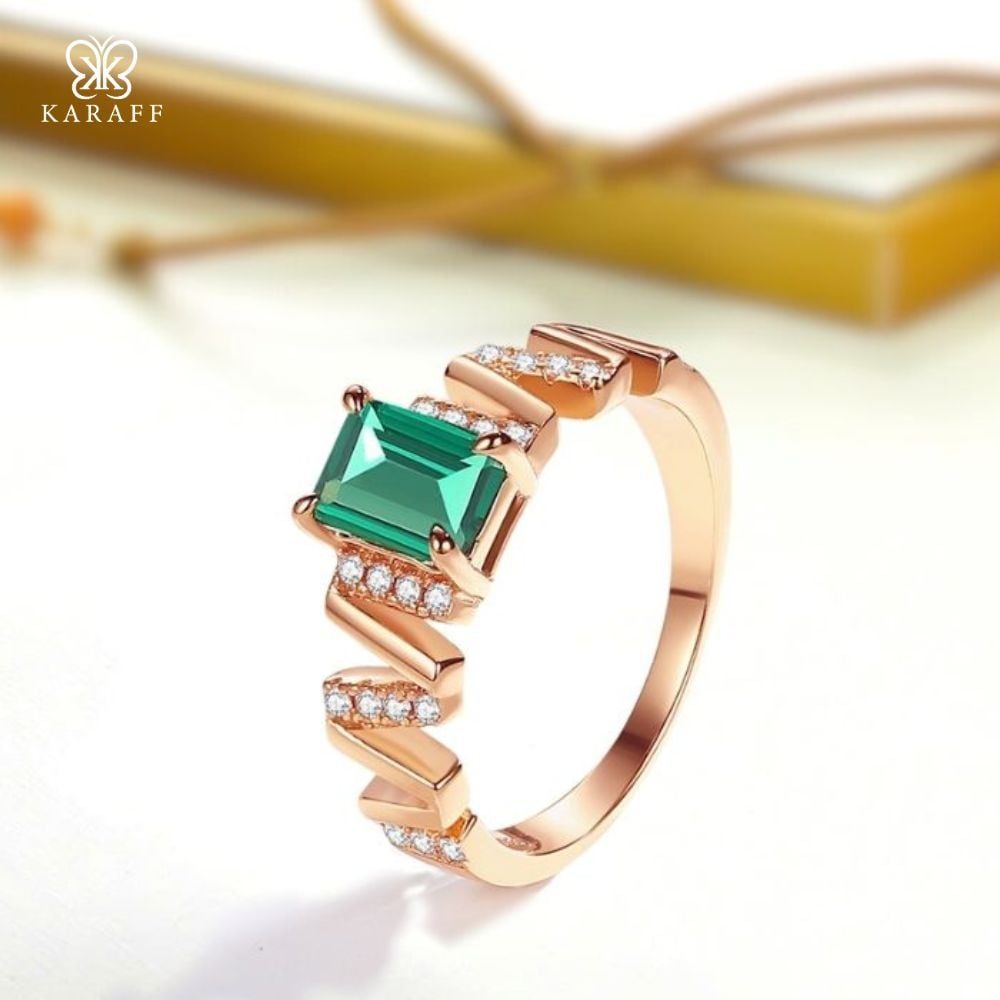  Nhẫn Nam Moissanite Xanh Emerald - Trang Sức Bạc 925 Mạ Rodium 