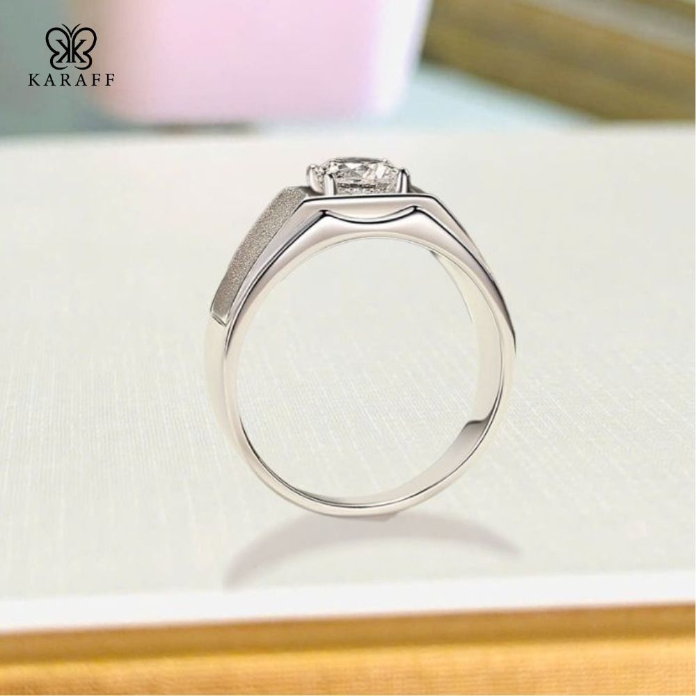  Nhẫn Nam Moissanite Nước D - Trang Sức Bạc 925 Mạ Rodium 