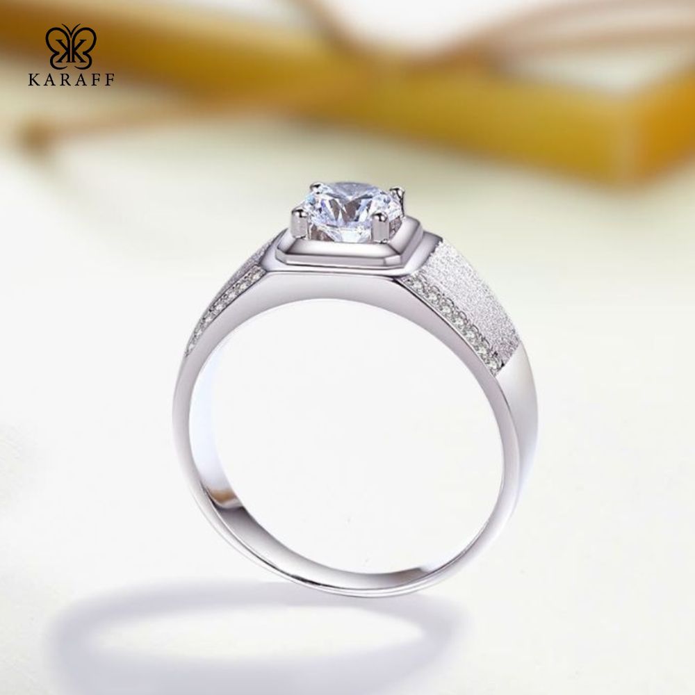  Nhẫn Nam Moissanite 1 Carat nước D - Trang Sức Bạc 925 Mạ Rhodium 