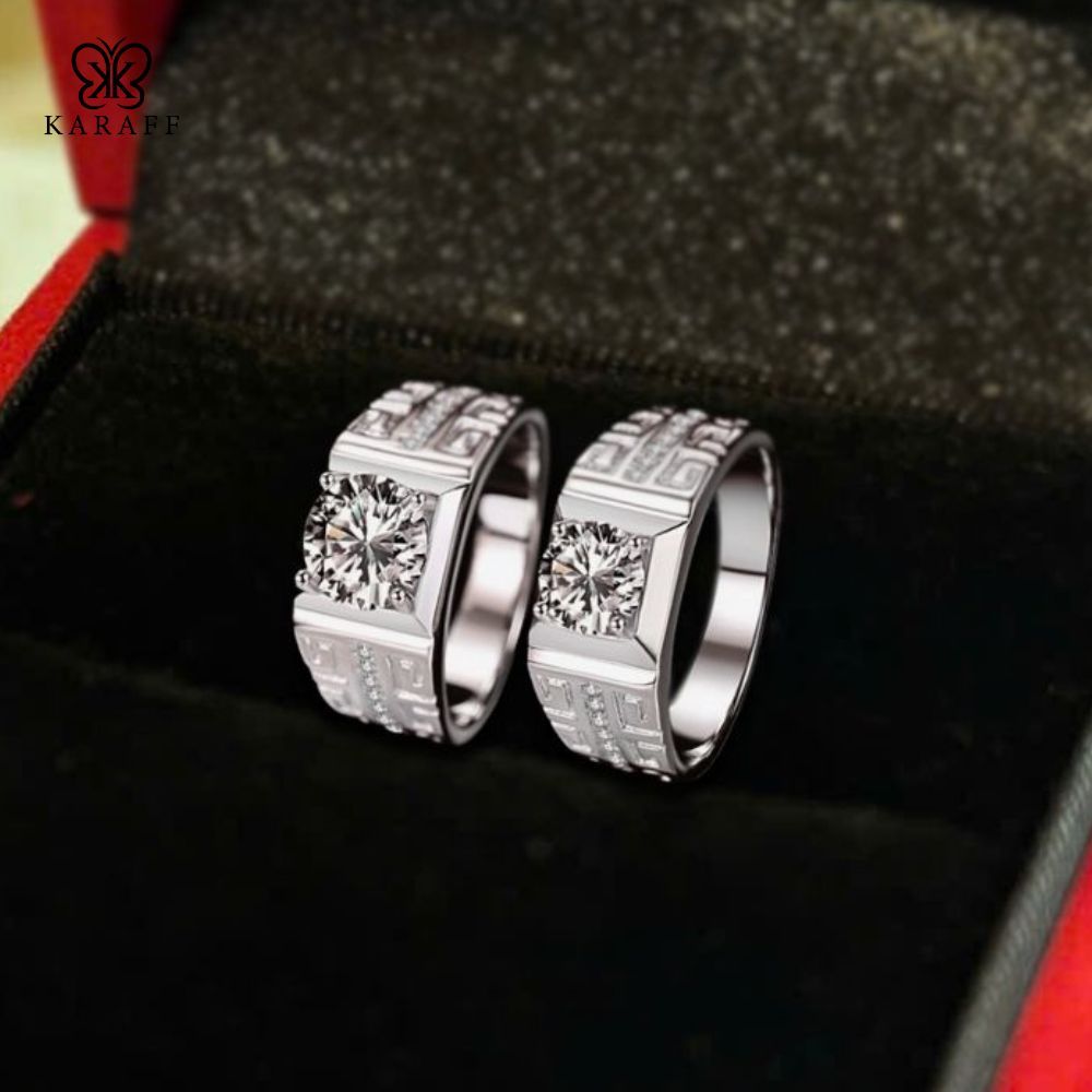  Nhẫn Nam Moissanite 1 Carat nước D - Trang Sức Bạc 925 Mạ Rhodium 