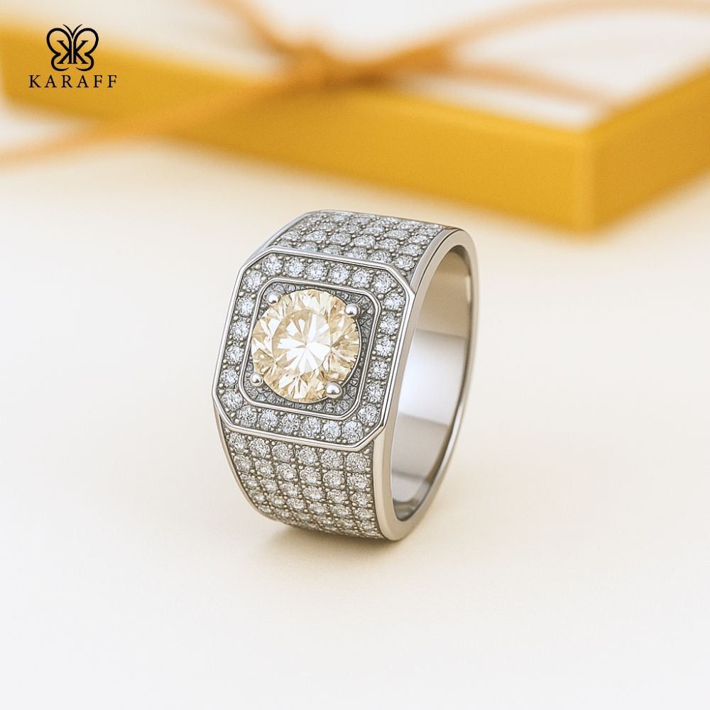  Nhẫn Nam Moissanite - Trang Sức Bạc 925 Mạ Rhodium 