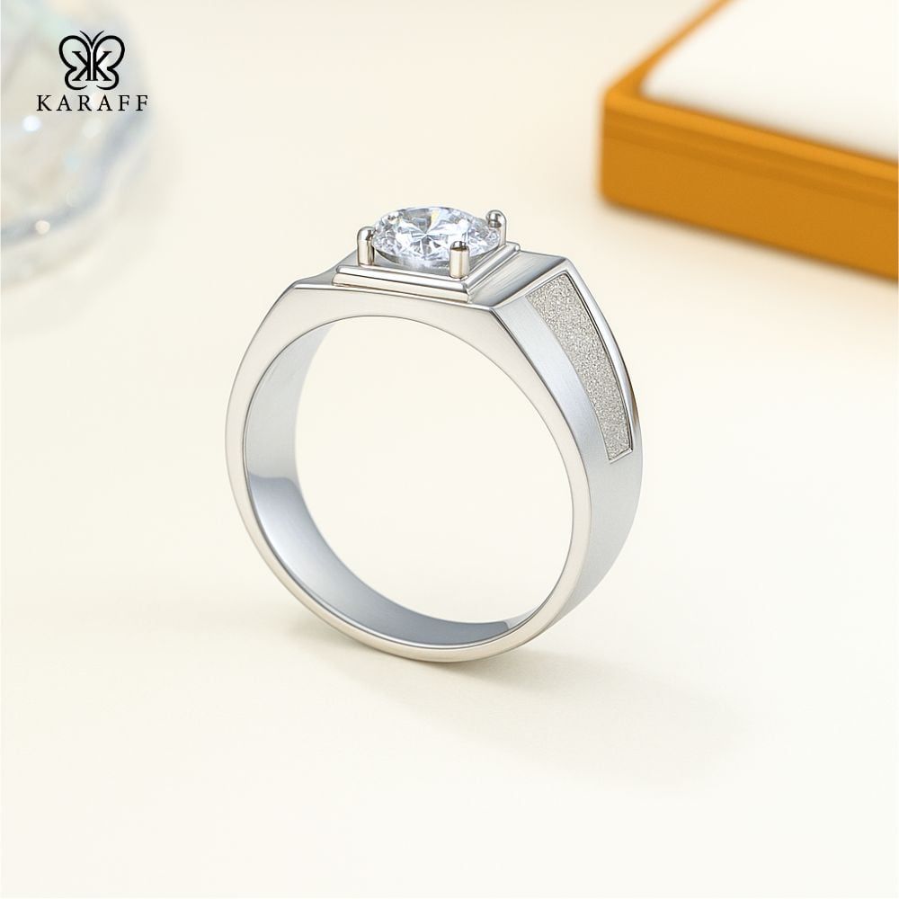  Nhẫn Nam Moissanite 1 Carat nước D - Trang Sức Bạc 925 Mạ Rhodium 