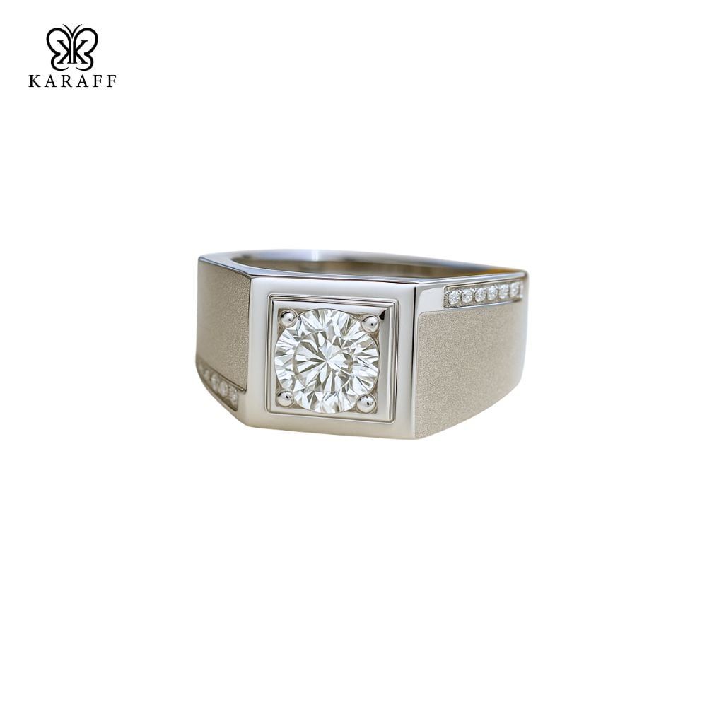  Nhẫn Nam Moissanite 1 Carat nước D - Trang Sức Bạc 925 Mạ Rhodium 