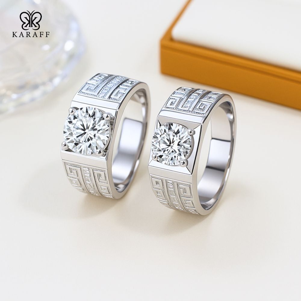  Nhẫn Nam Moissanite - Trang Sức Bạc 925 Mạ Rhodium 