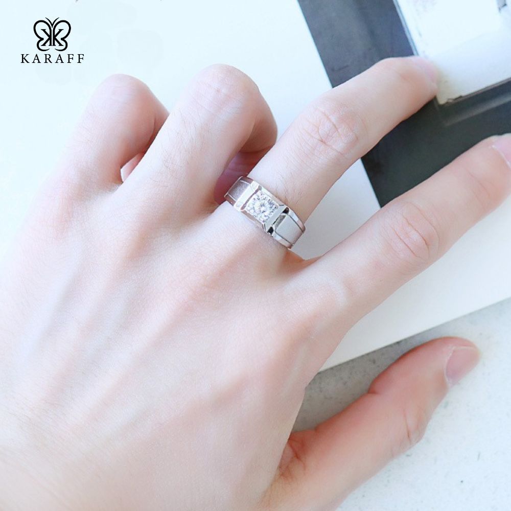  Nhẫn Nam Moissanite - Trang Sức Bạc 925 Mạ Rhodium 