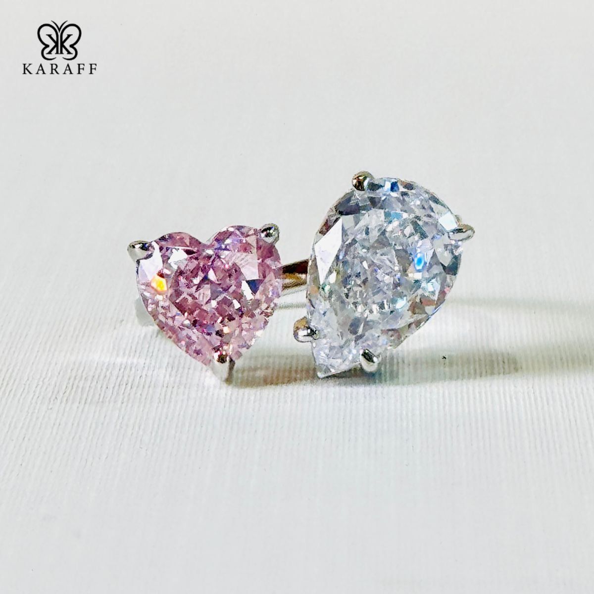 Nhẫn Karaff Duet Bloom - Trang Sức Bạc 925 Mạ Vàng Trắng 