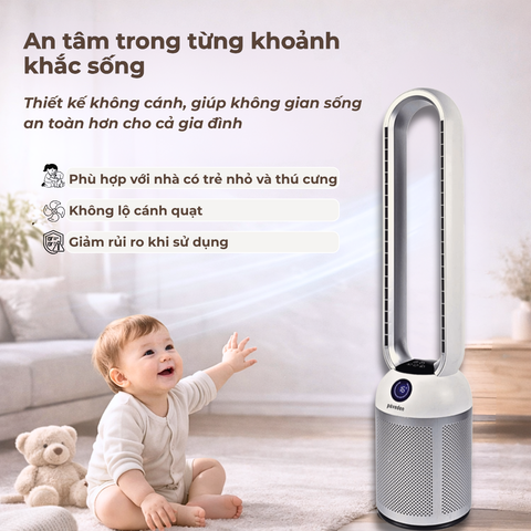  Quạt không cánh tích hợp lọc không khí Ion Bạc Paveden Breeze – Pearl White 