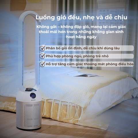  Quạt không cánh tích hợp lọc không khí Ion Bạc Paveden Breeze – Pearl White 