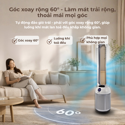  Quạt không cánh tích hợp lọc không khí Ion Bạc Paveden Breeze – Pearl White 