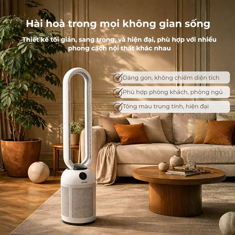  Quạt không cánh tích hợp lọc không khí Ion Bạc Paveden Breeze – Pearl White 