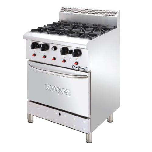  BẾP ÂU 4 HỌNG - 6 HỌNG, DÙNG GAS, CÓ LÒ NƯỚNG GAS BERJAYA DRO 4-17 - DRO 6-17 