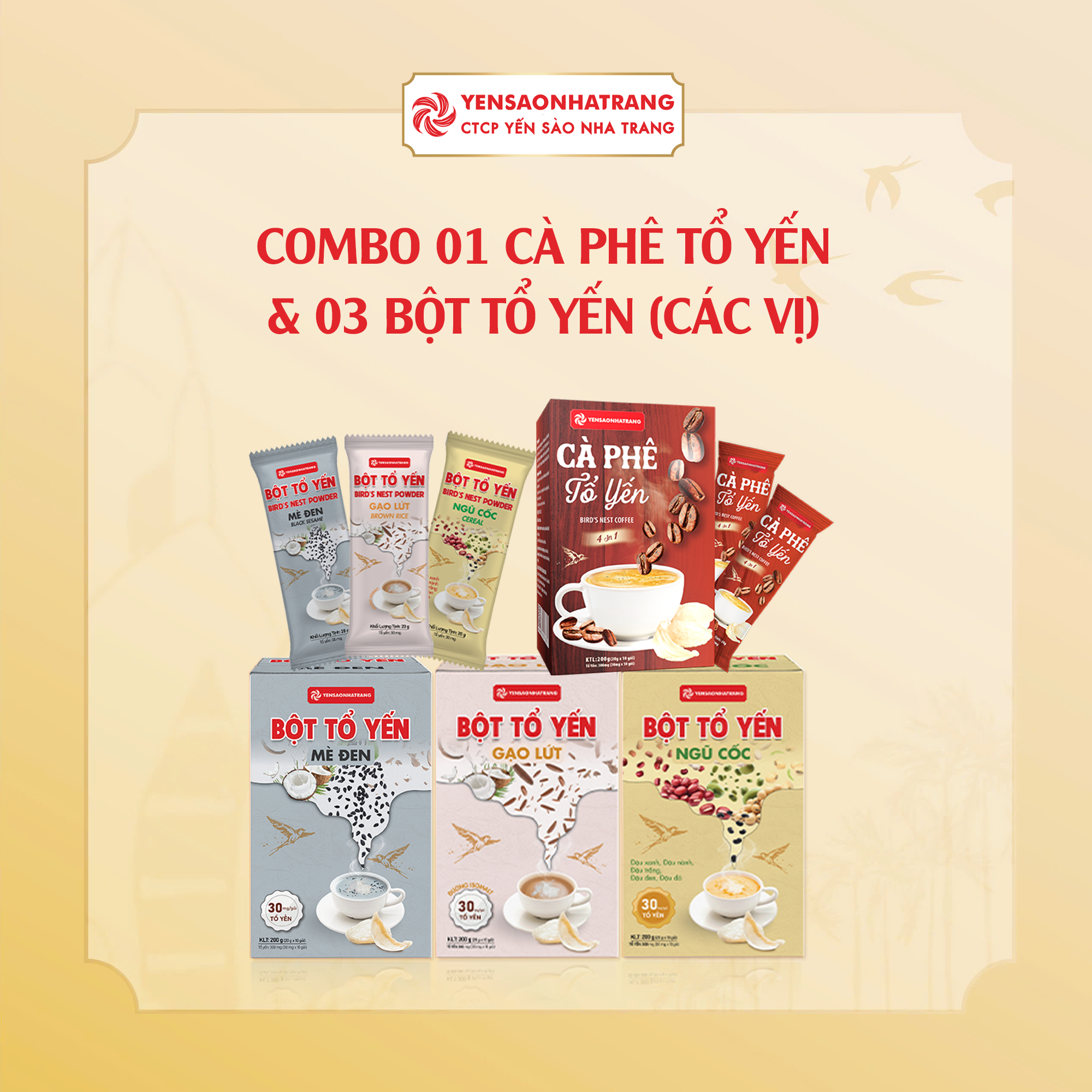 Combo Bột Tổ Yến & Cà Phê Tổ Yến | Combo 4 hộp - CTCP Yến Sào Nha Trang