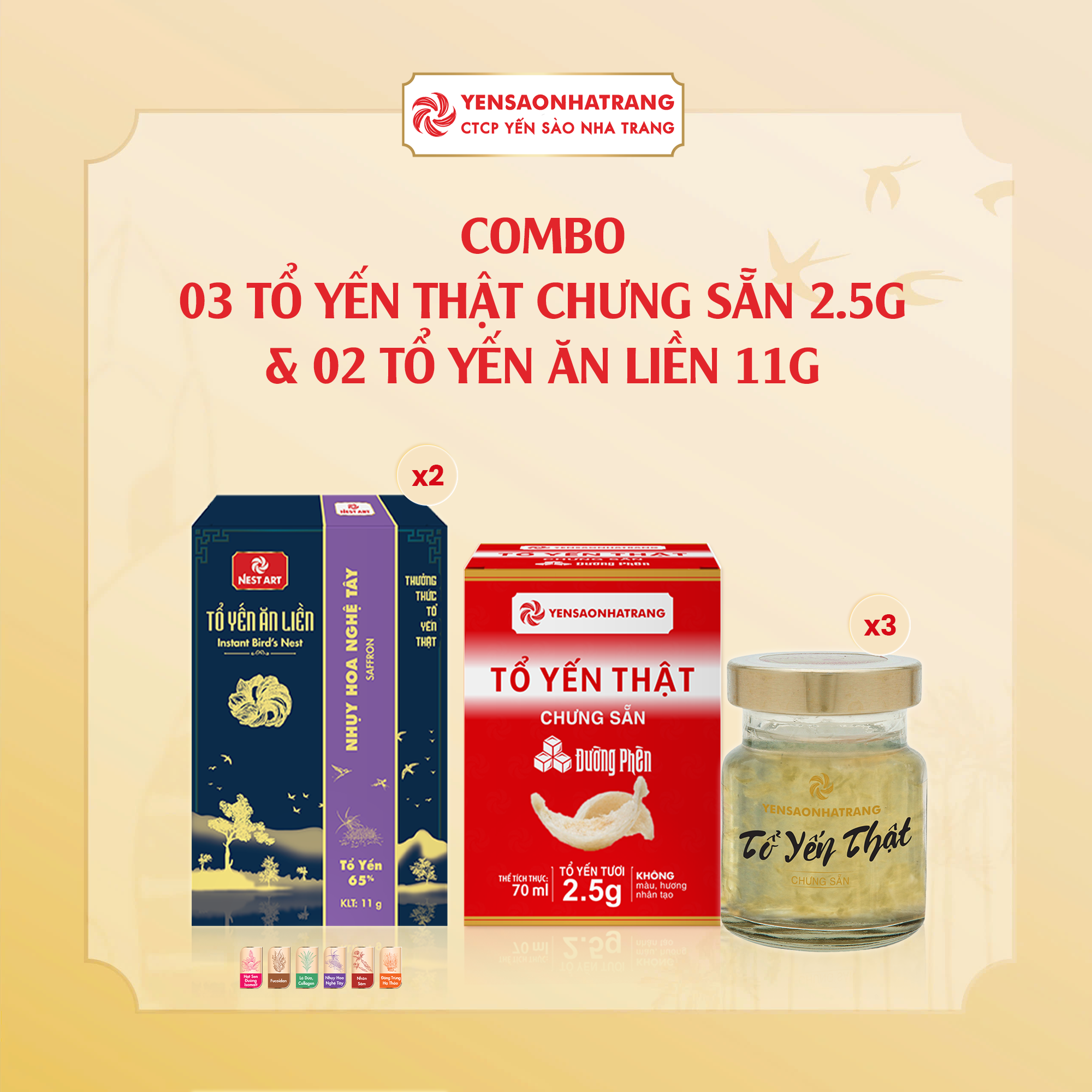  Combo Tổ Yến Thật Chưng Sẵn & Tổ Yến Ăn Liền | Combo 5 Sản Phẩm - CTCP Yến Sào Nha Trang 