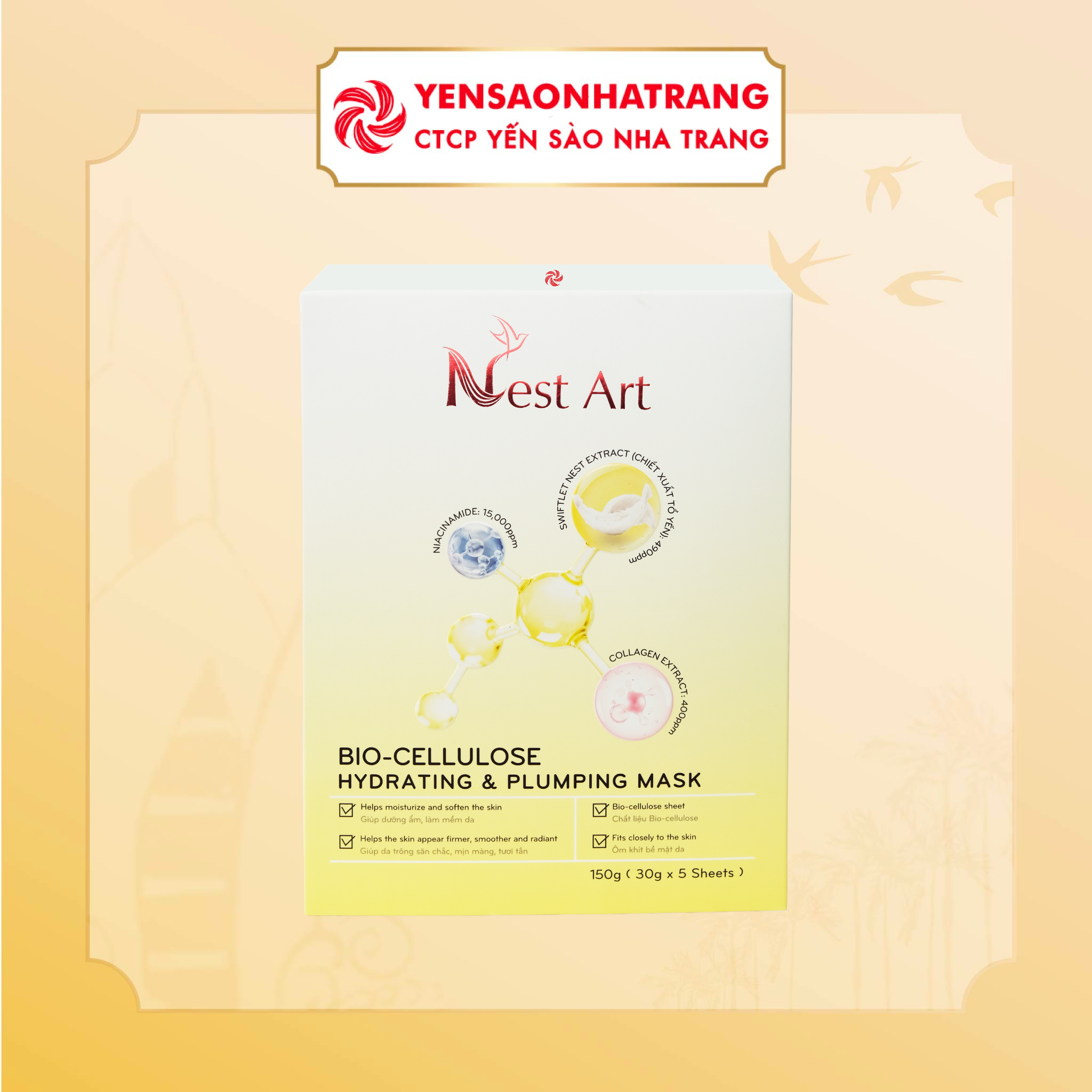  Combo 2 Hộp Mặt Nạ Yến Bio-Cellulose - Tặng 03 Mặt Nạ 